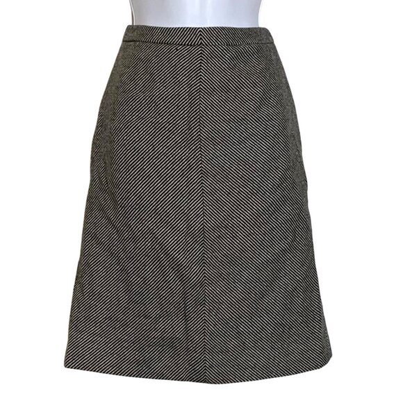 J. Crew Black/White Herringbone Wool Blend A-Line Pencil Skirt Lined Womens SZ 6 - Picture 1 of 4